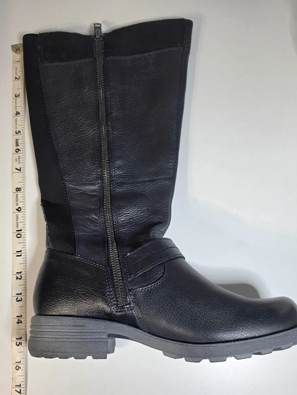 Earth Origins Portia Black Leather Knee High Riding Boot. Size 9W